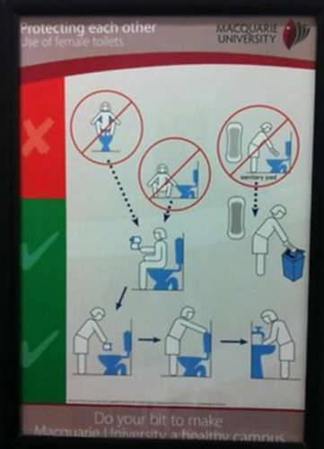 澳一大学在厕所贴海报教留学生使用马桶1