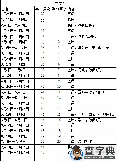 2015－2016学年广州中小学学校校历放假时间安排2