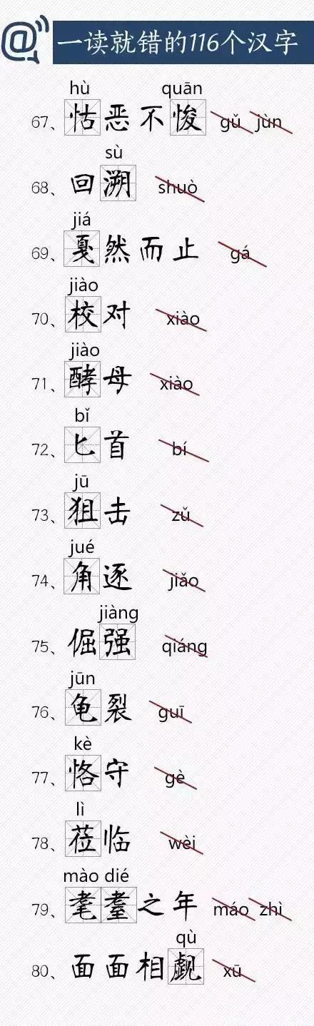 一读就错的116个汉字，家长为孩子收了吧6